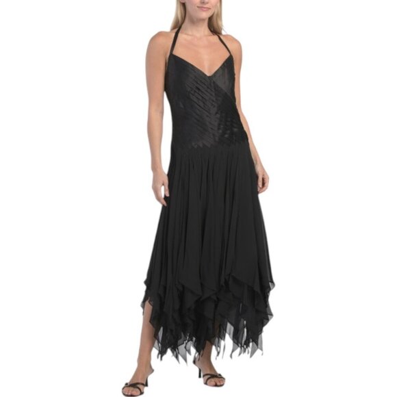 Issue New York Dresses & Skirts - ISSUE NEW YORK Silk Blend Ruffle Hem Midi Dress